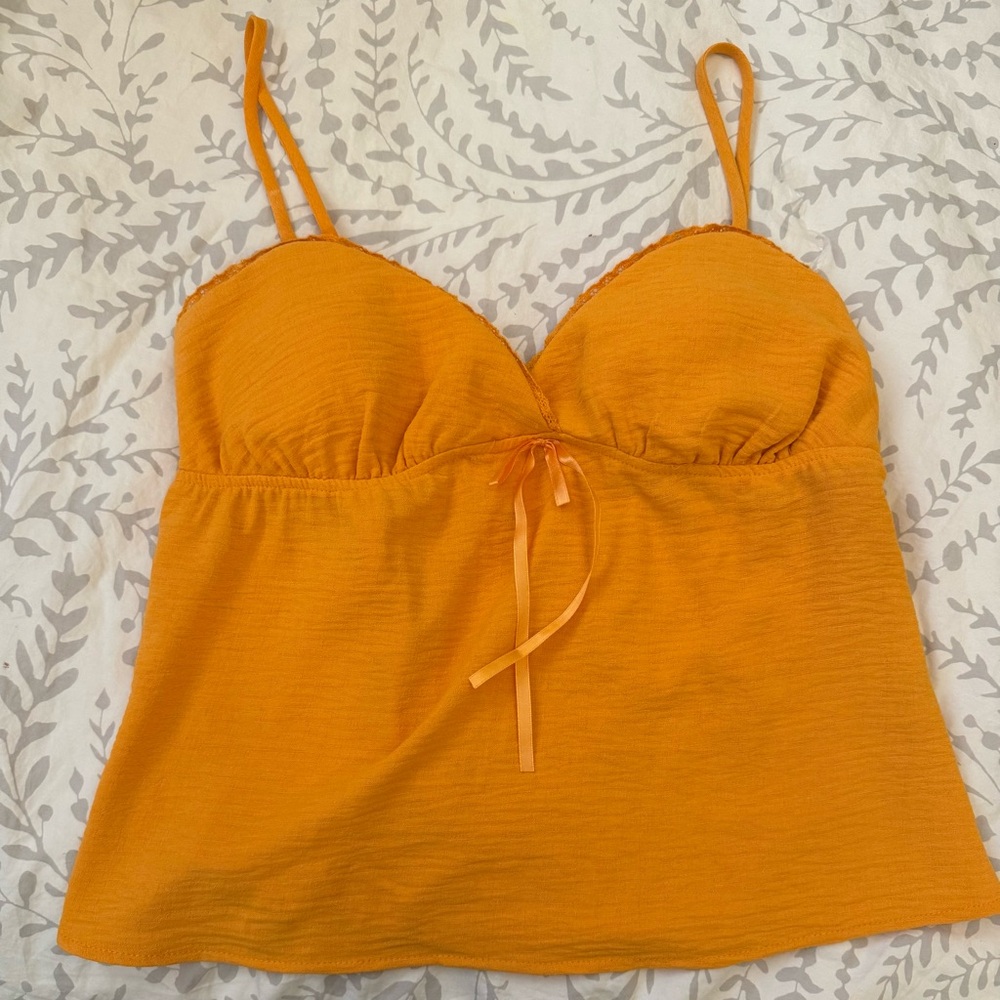 No Boundaries Orange Bustier Camisole with Tie Front